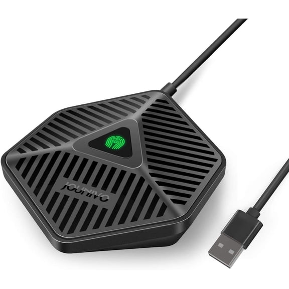 Conference USB Microphone, 360 Omnidirectional Computer Mic with Mute Button for Video Conference, Recording, Skype, Online Class, Plug & Play Compatible with Windows/macOS/PC/Laptop(JV808)