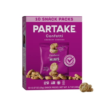 Partake Confetti Cookies, Birthday Cake Flavored, Vegan & Gluten-Free, Shelf-Stable, Baked, 5.5 oz
