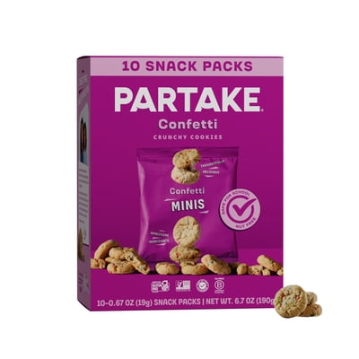 Partake Confetti Cookies, Birthday Cake Flavored, Vegan & Gluten-Free, Shelf-Stable, Baked, 5.5 oz