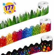 Bulletin Board Border Trim Decorations Confetti Scalloped Rolled Classroom Decoration for School Teacher Classroom Supplies 3Rolls 177ft Set1