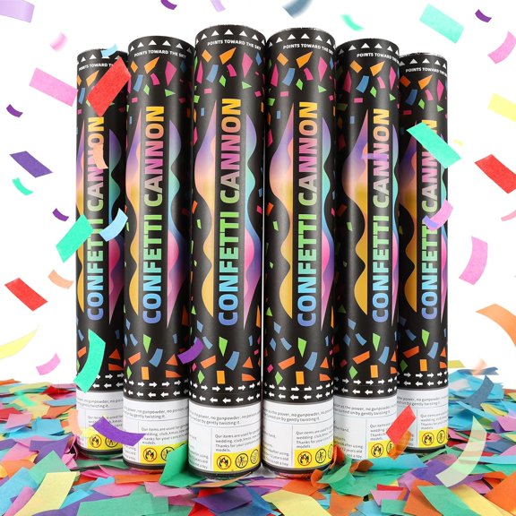 Confetti Cannon,Mulitcolor Party Poppers,6pack 12inch Confetti Wands For Birthday,Wedding,Christmas,School Opening,Graduation,New Years eve and Photo Shoots