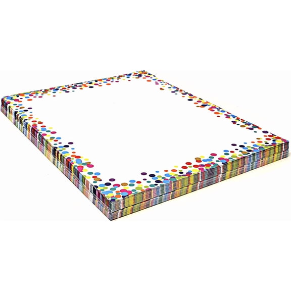 Confetti Computer Paper Letterhead 100 Pack Colorful Border Dot Design Stationery Sheets Double Sided 8.5" x 11" For Writing Calligraphy Invitations Scrapbook Printing & Office Supplies