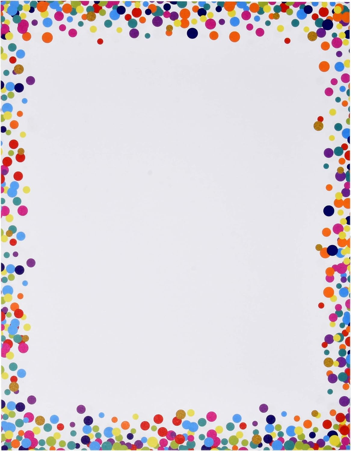 Confetti Border Letter Paper – 100 Sheets, 8.5 X 11 Inches, 24 Lb. Weight, Full Color Design For Invitations & Flyers