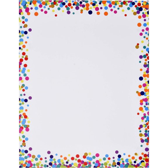 Confetti Computer Paper Letterhead 100 Pack Colorful Border Dot Design Stationery Sheets Double Sided 8.5" x 11" For Writing Calligraphy Invitations Scrapbook Printing & Office Supplies