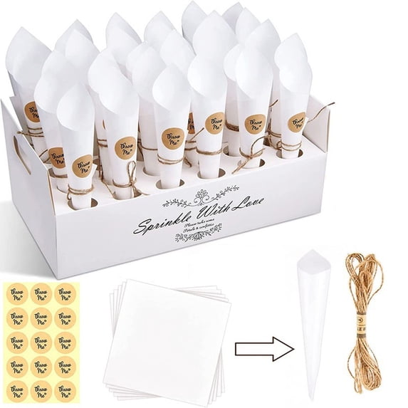 Confetti Cones Holder Box, 30 Holes Confetti Stand Tray Box Petals Flower Holder for Wedding Party Engagement Holiday Birthday DIY Decoration, White