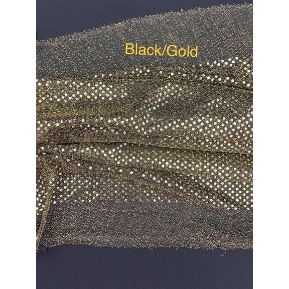 Confetti Dot Sequins Fabric, Sells by the Yard, Sold by Sal Tex Fabrics, Black/Gold