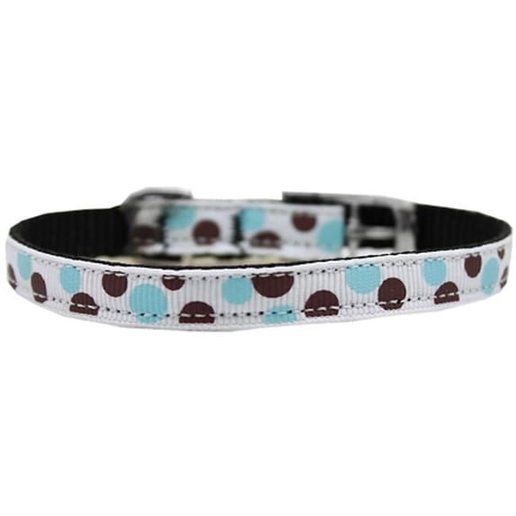 Confetti Dots Nylon Dog Collar with Classic Buckle 0.37 in., Baby Blue - Size 10