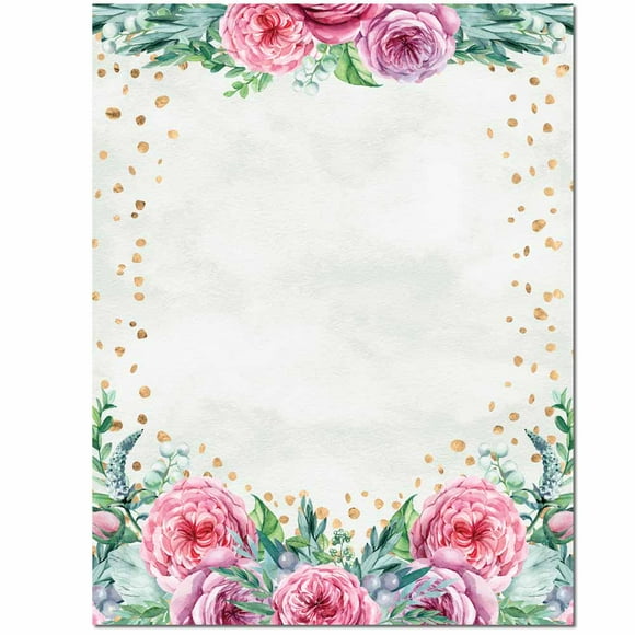 Confetti Flowers Letterhead Laser & Inkjet Printer Paper, 25 Sheets Pack