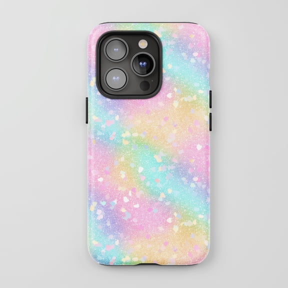 Confetti Heart Rainbow Gradient Protective Phone Case for All iPhone Series
