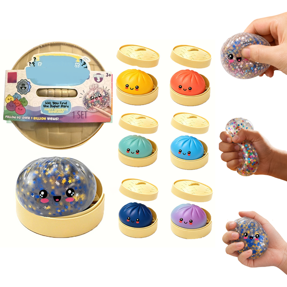 Confetti Mystery Dumpling Squishy Box, Blind Box Collectible Squeeze Toy, Stress Relief Fidget Toy for Party Favors Classroom Rewards Holiday Birthday GiftsA-Random 1PC