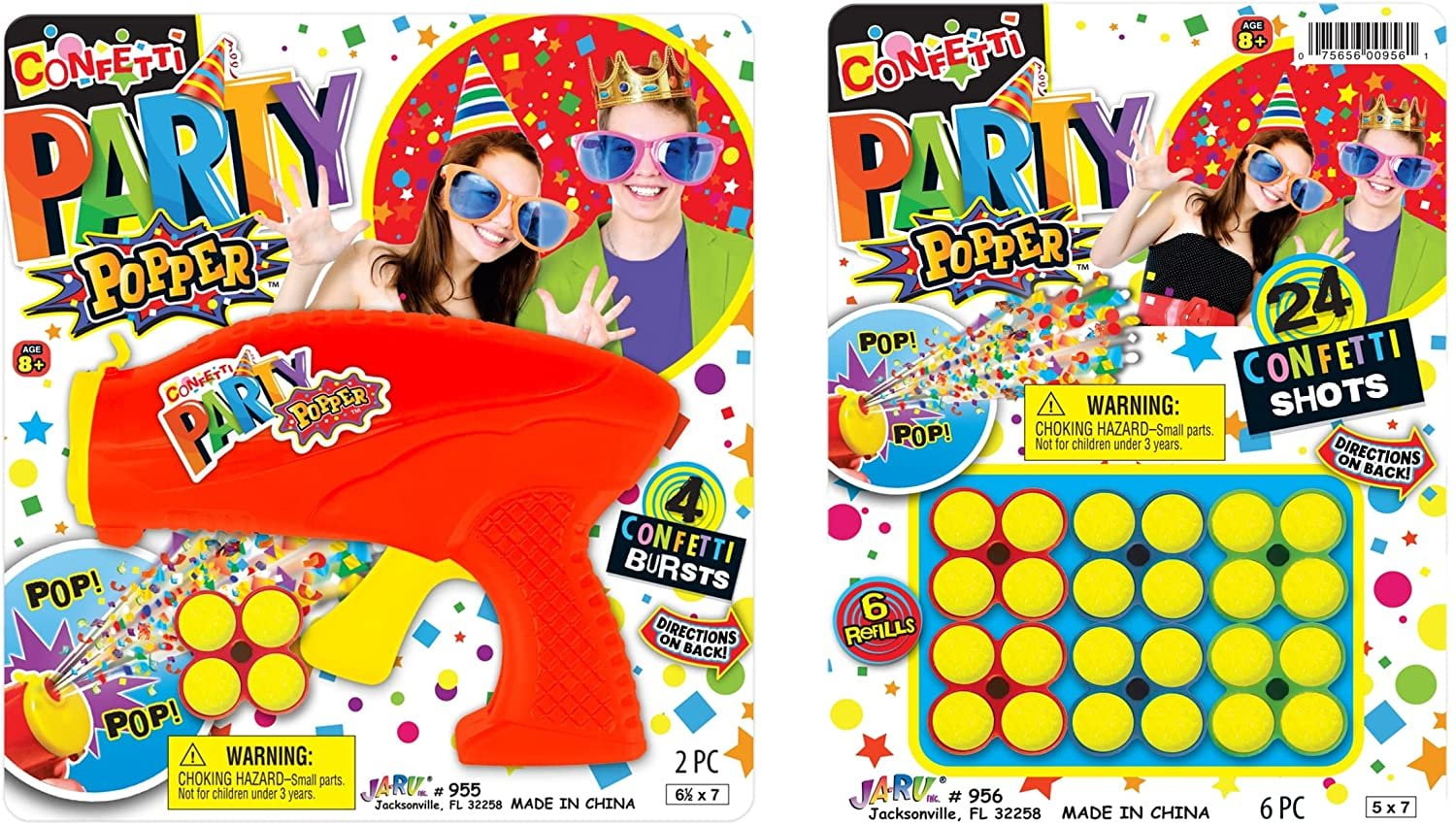 Confetti Party Poppers Gun Party Supplies 1 Gun & Cartridge + 6 Refills