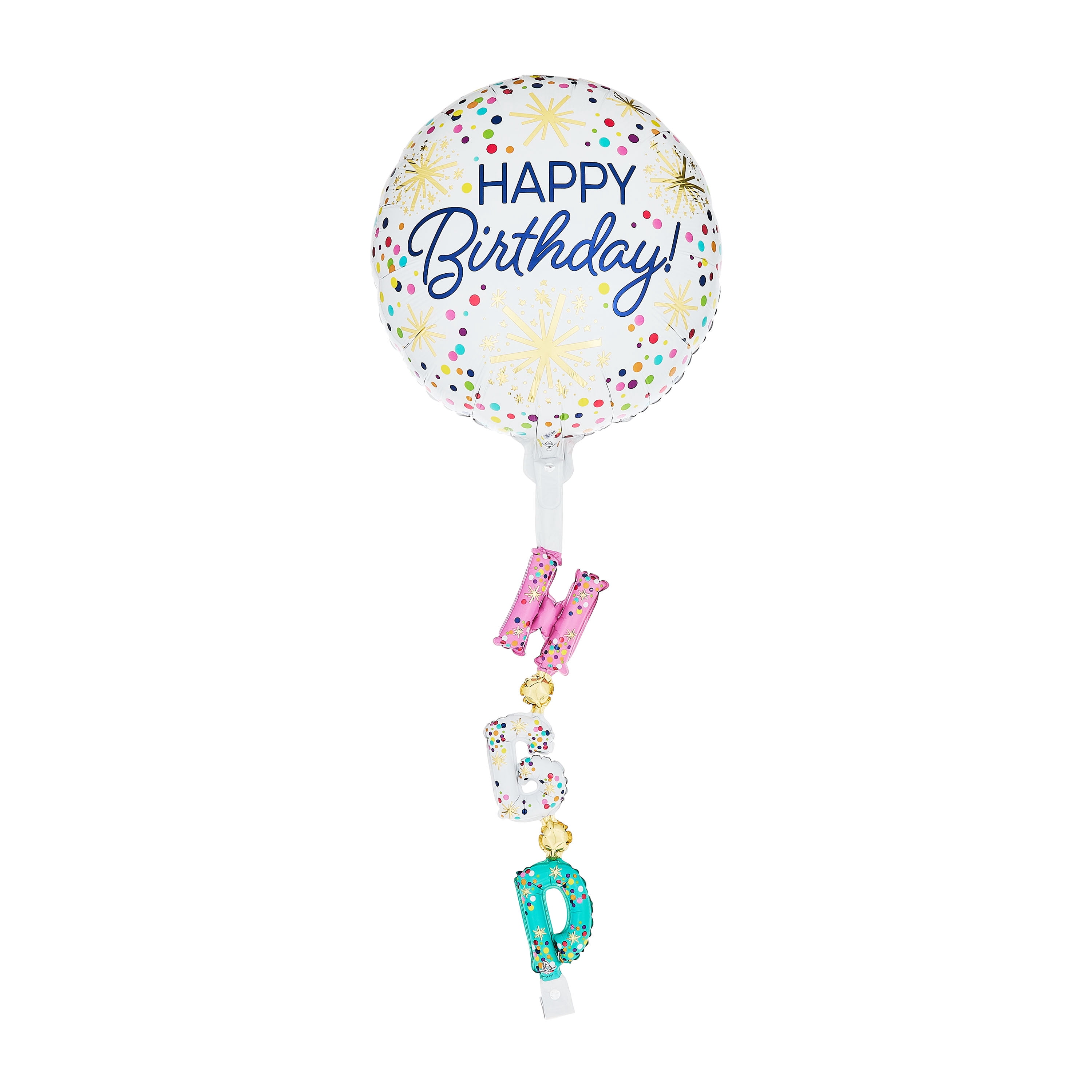 69" Multicolor Confetti Happy Birthday Balloon with Inflatable Tail, by Way To Celebrate