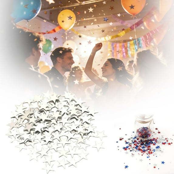 Confetti,Star Confetti,0.39in Table Confetti Metallic Foil Stars Sequin for Party Wedding Decorations,30 Grams(Silver)