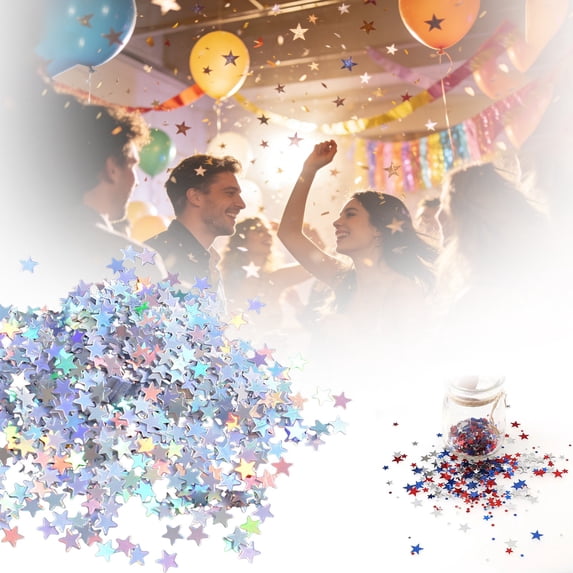 Confetti,Star Confetti,0.39in Table Confetti Metallic Foil Stars Sequin for Party Wedding Decorations,30 Grams(White)
