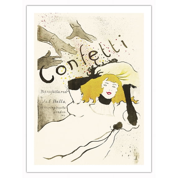 Confetti - Vintage French Advertising Poster by Henri de Toulouse–Lautrec c.1894 - Fine Art Matte Paper Print (Unframed) 24x32in