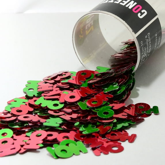 Confetti Word HO HO HO Green, Red - Half Pound (8 oz) - CCL7869