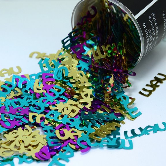 Confetti Word LUAU Gold, Turq, Fuchsia - Pouch (1/2 oz) - CCP7793