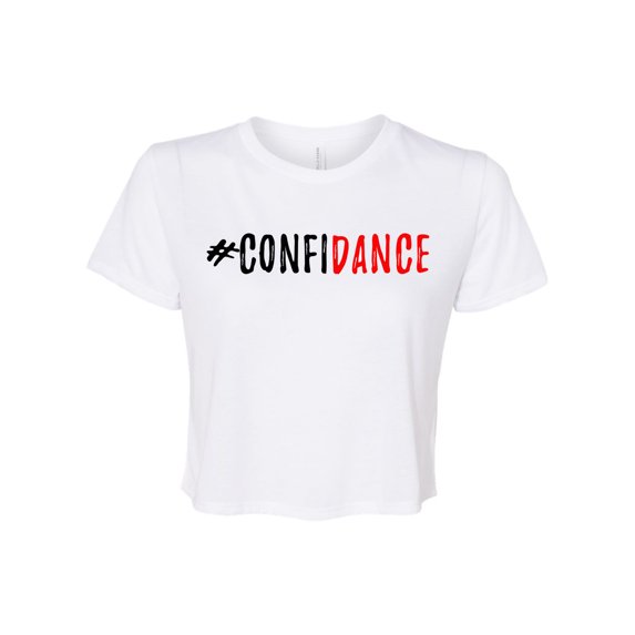 Confidance Ladies Flowy Cropped Short Sleeve T-shirt-White-xl