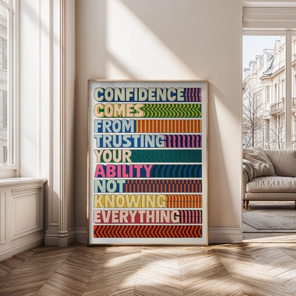 Confidence Comes From Trusting Your Ability Wall Art – Motivational Poster, Positive Quote Poster, & Decor Home Decor, 8x12 UNFRAMED
