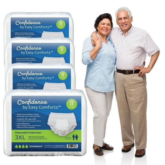 Confidence by by Easy Comforts Absorbent Underwear, Size 3XL, Case