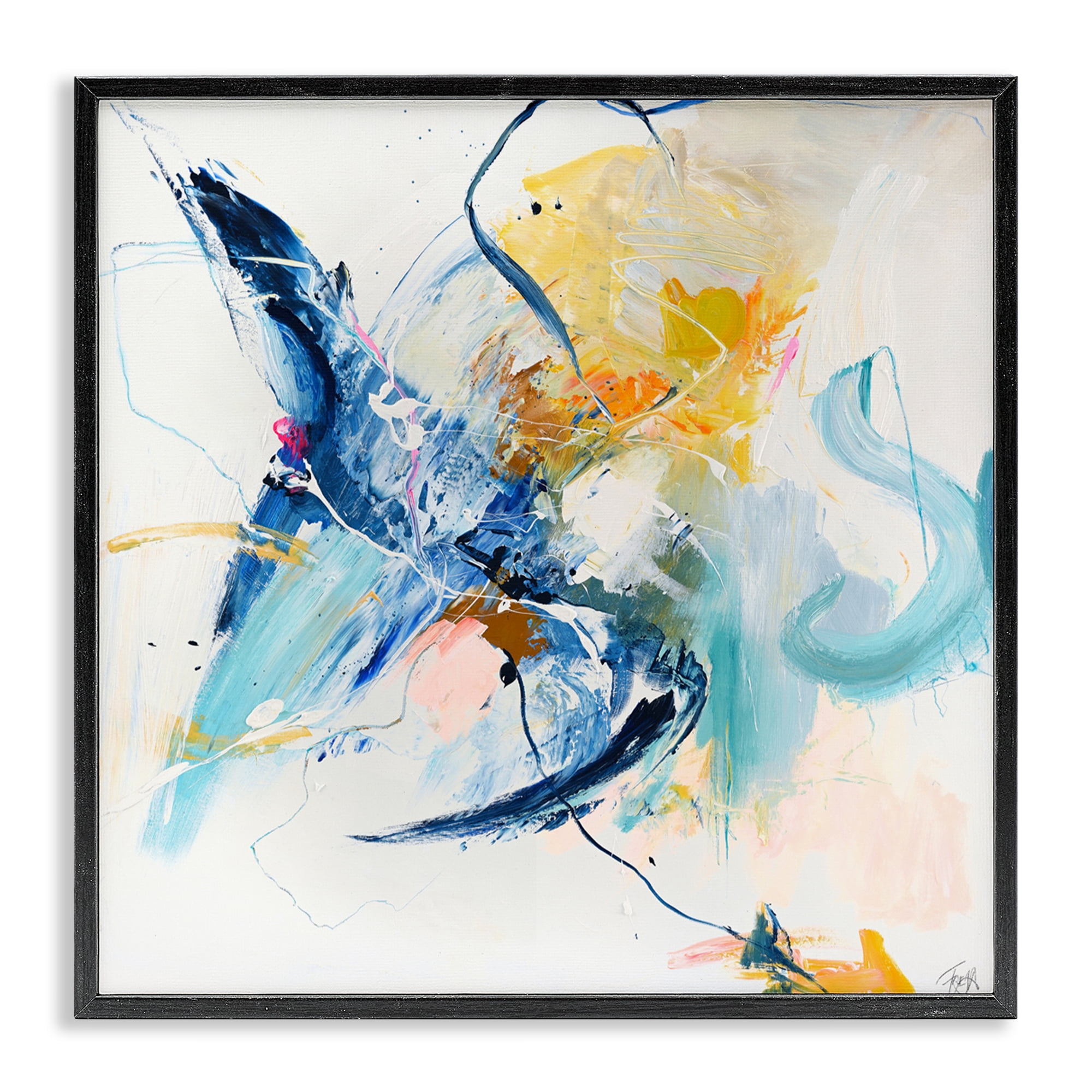 Confident Blue Abstraction Black Framed Giclee Art, design by Design Fabrikken
