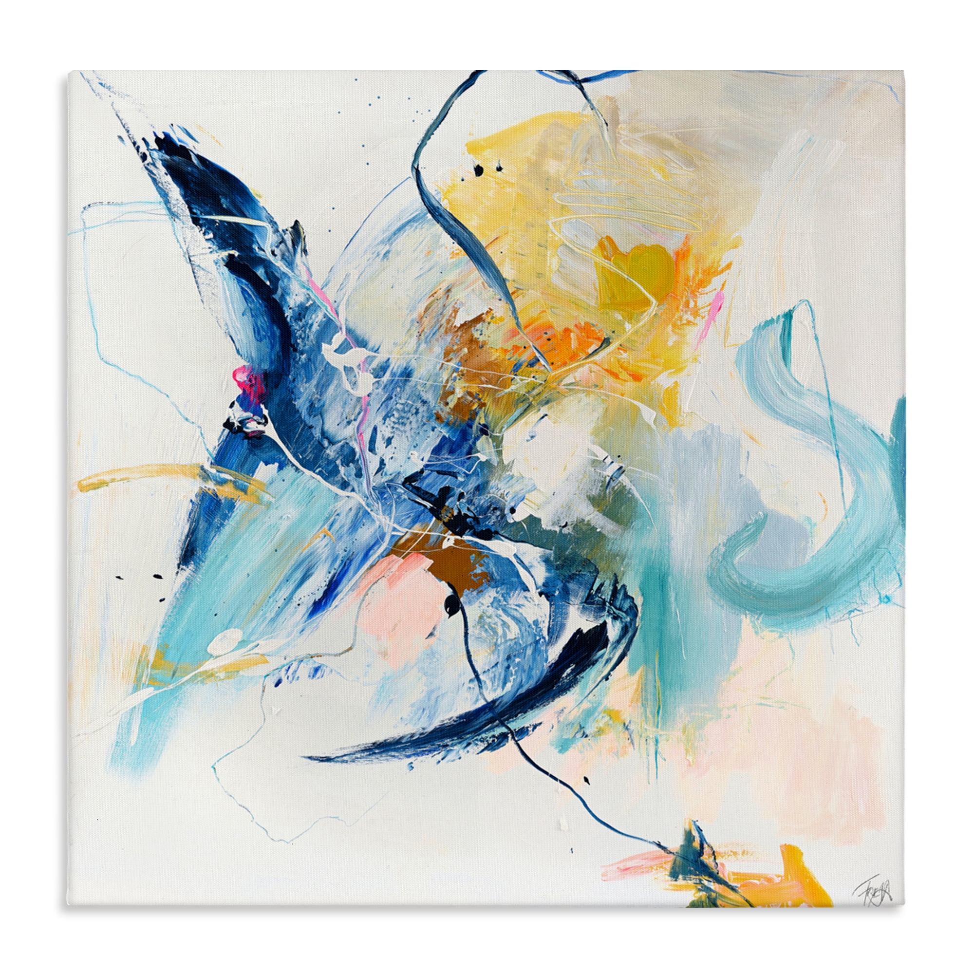 Confident Blue Abstraction Canvas Wall Art, design by Design Fabrikken