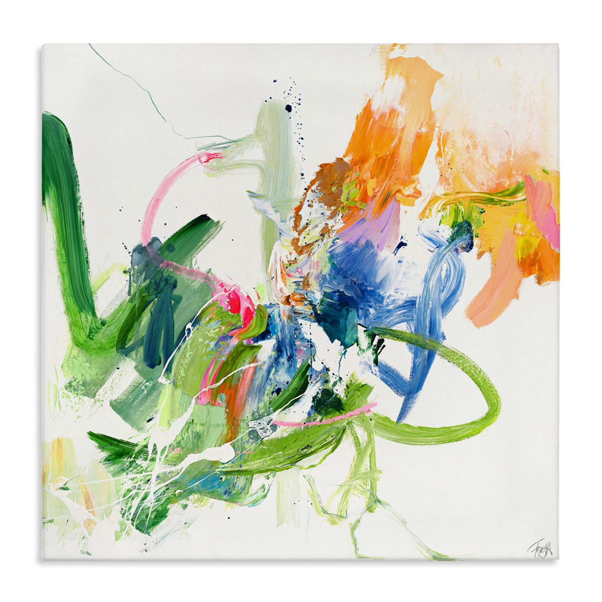 Confident Green Abstraction Canvas Wall Art, design by Design Fabrikken