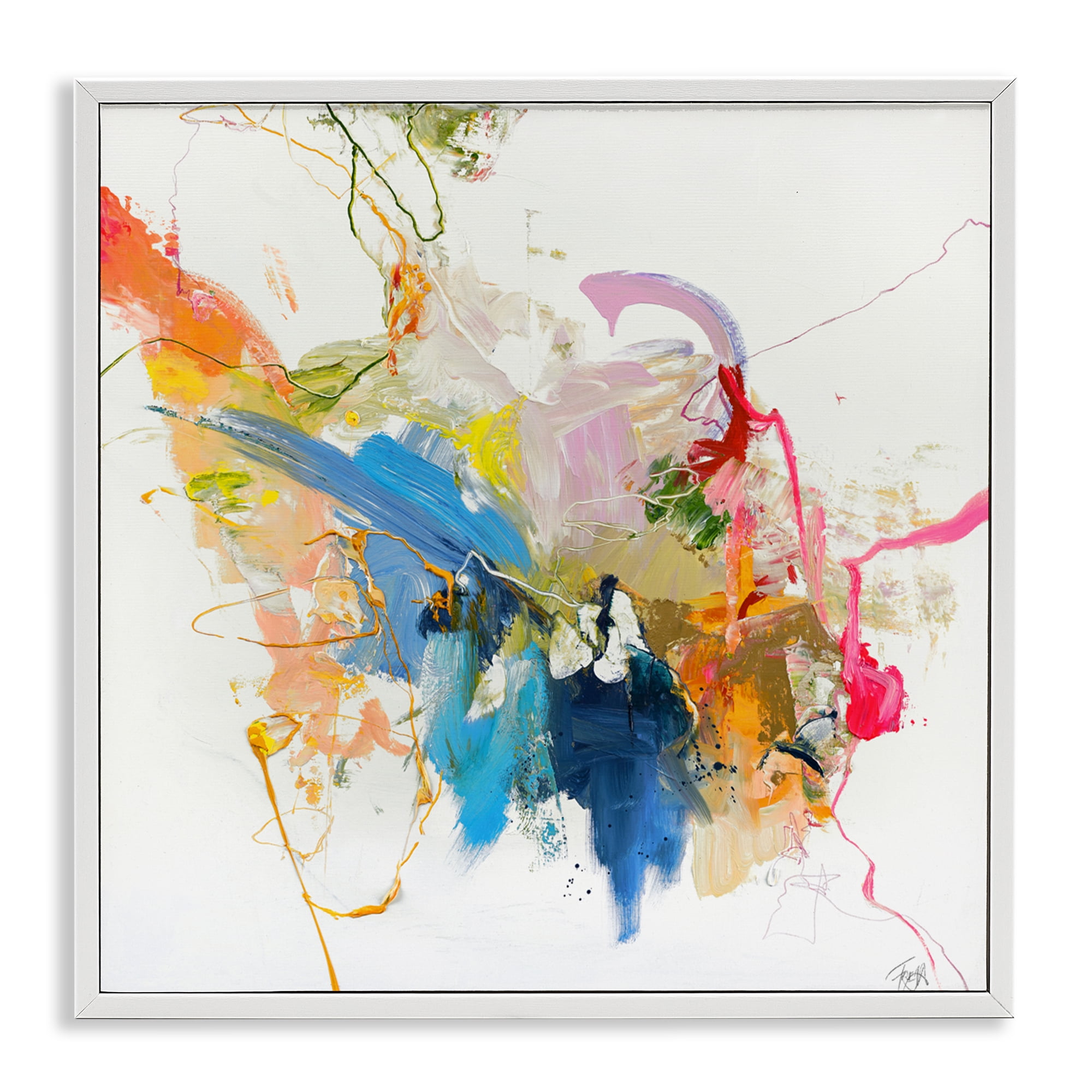 Confident Pink Abstraction White Framed Giclee Art, design by Design Fabrikken