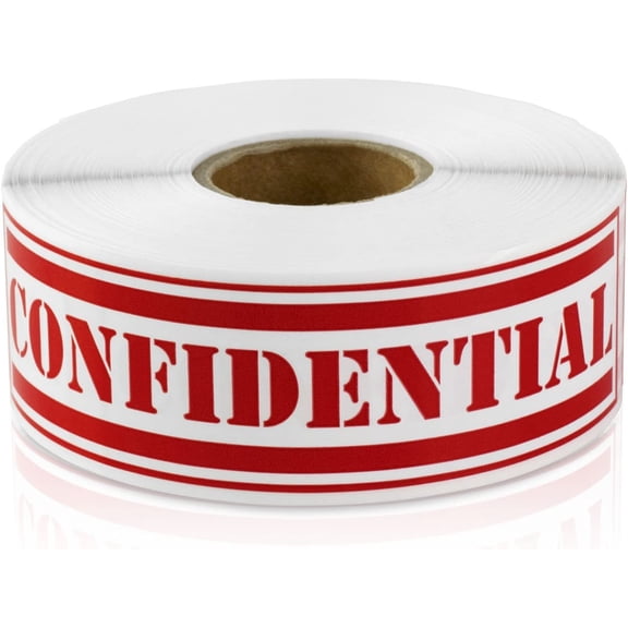 Confidential (4 x 1 inch, Red - 300 ) Confidential Stickers for Special Handling , Top Secret Mail - Strong Permanent Self-Adhesive