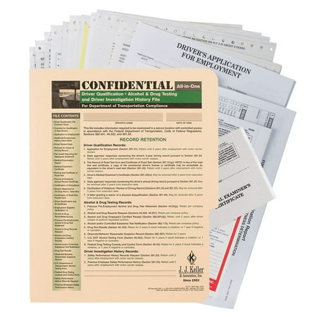 Confidential All-In-One Driver Qualification Packet - Single Copy, 9.5" x 11.75" - Includes Forms for Driver Qualification, Alcohol & Drug, and Safety Performance History - J. J. Keller & Associates