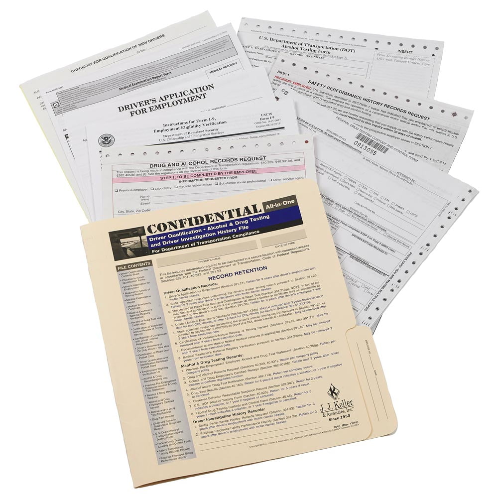 Confidential All-in-One Driver Qualification Packet - Two Copies, 9.5 ...
