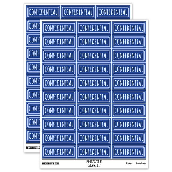 Confidential Double Line Border Document Sticker Set - Dark Blue - Gloss Finish - 1.75" Medium