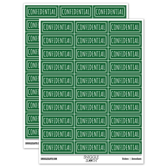 Confidential Double Line Border Document Sticker Set - Dark Green - Gloss Finish - 1.75" Medium