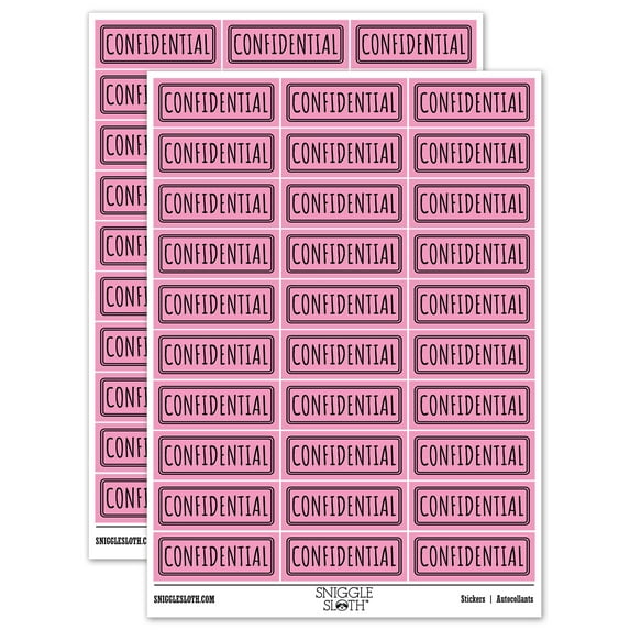Confidential Double Line Border Document Sticker Set - Light Pink - Matte Finish - 1.75" Medium