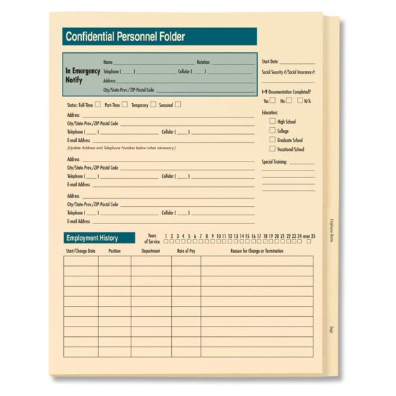 Confidential Personnel Folder | 9-1/2" x 11-3/4" | Expanded File Folders | 25 Pack 9-1/2" x 11-3/4" Expanded File Folder