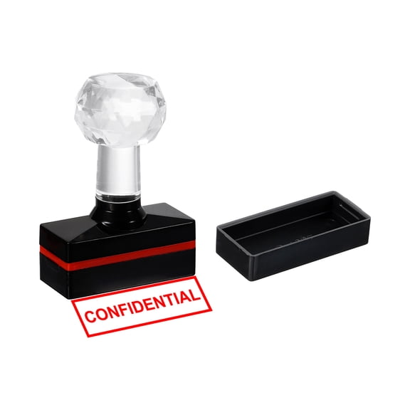 Uxcell Black Plastic Stamp Self Inking Red Ink Office Stamps Pre Inked Message Stamp 1.8'' x 0.8'' Confidential