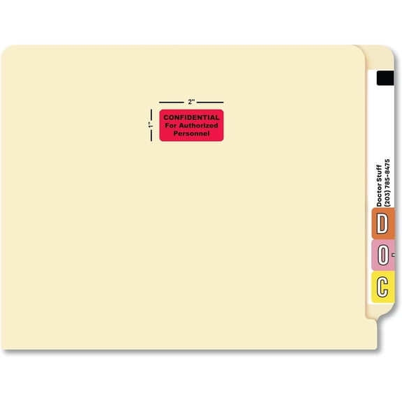 Confidential for Authorized Personnel Chart Label for Medical Files, 2” x 1”, Red/Black, Permanent Adhesive, 500 Stickers/Box,
