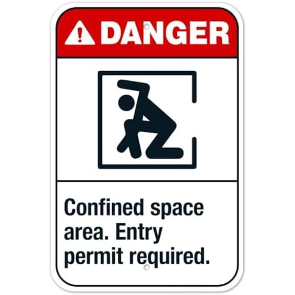Confined Space Area Entry Permit Required Metal Sign 8 x 12 Inch for Parking Lot, Pool Area, Garage
