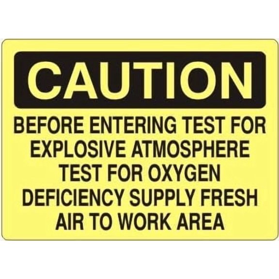 Confined Space - CAUTION BEFORE ENTERING TEST FOR EXPLOSIVE ATMOSPHERE Sign Metal Sign 12x8 Inch Wall Decor for Indoor & Outdoor Use