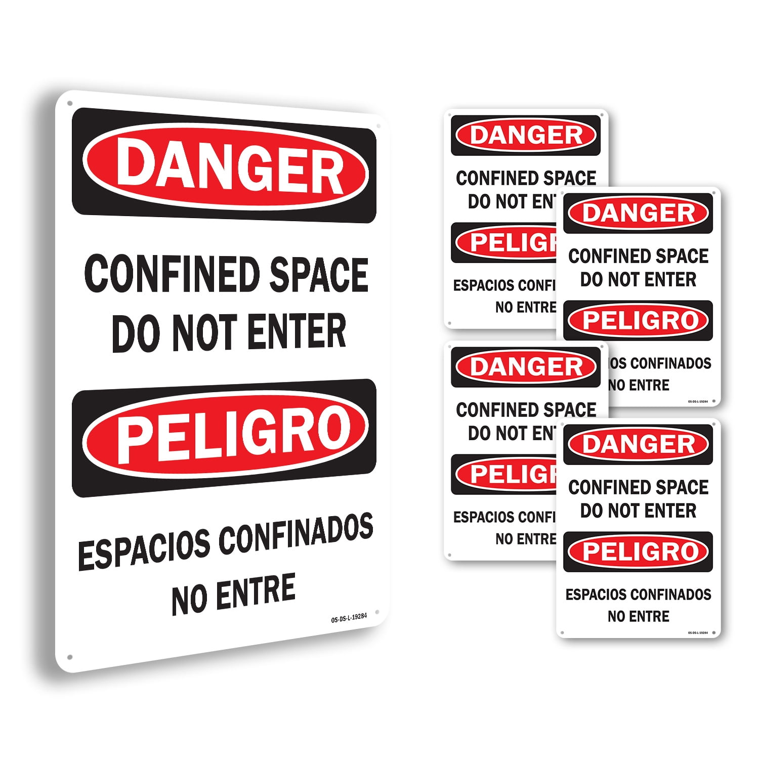 Confined Space Do Not Enter Bilingual OSHA Danger Aluminum Sign 10 Inch ...