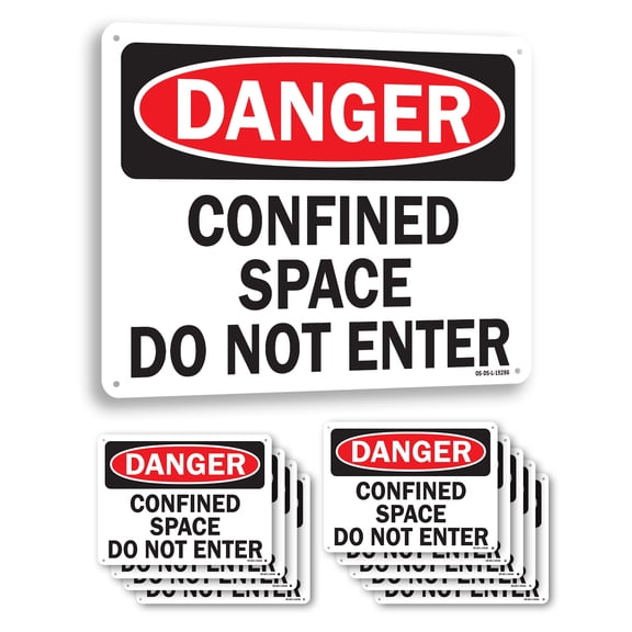 Confined Space Do Not Enter OSHA Danger Rigid Plastic Sign 24 Inch x 18 Inch - 10 Pack