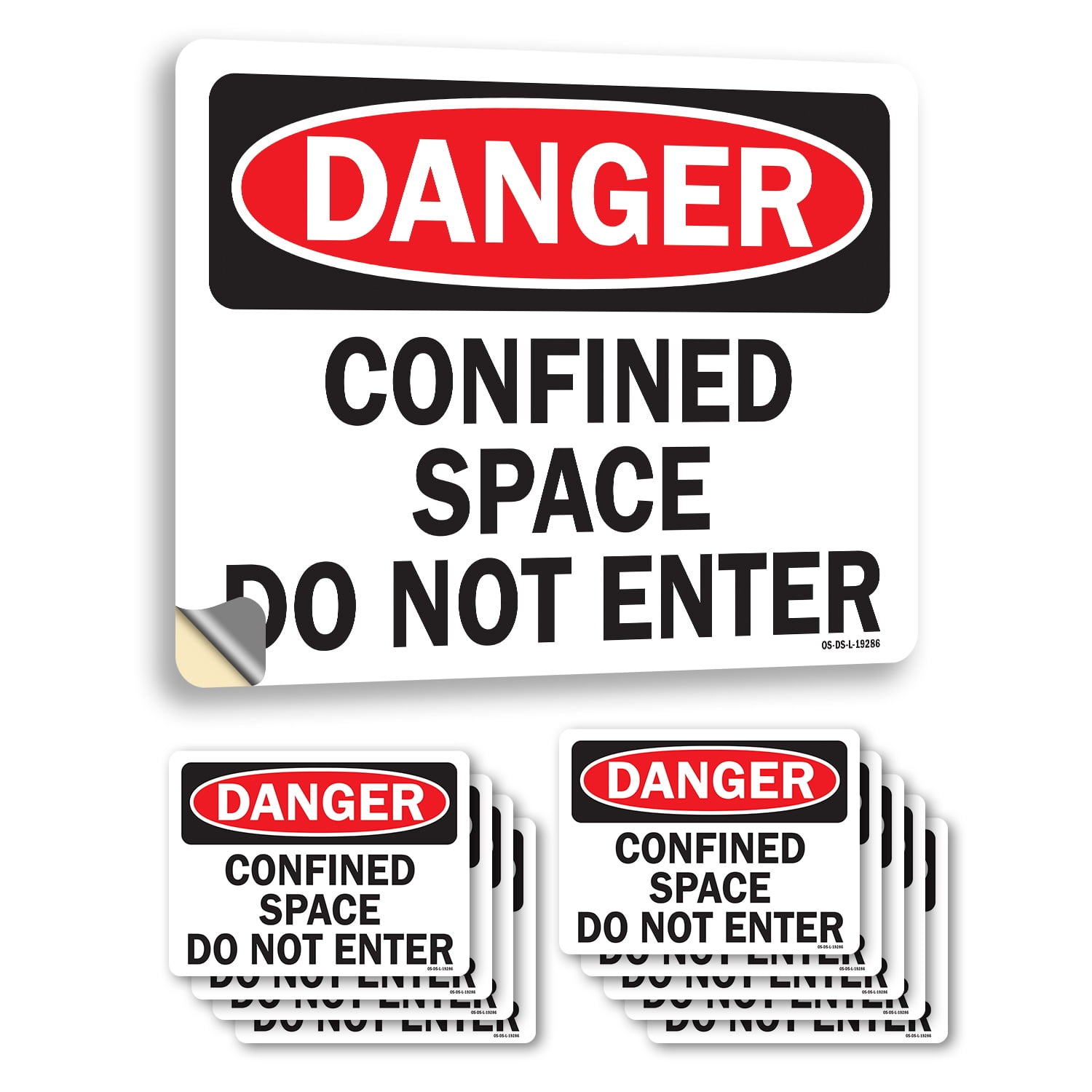 Confined Space Do Not Enter OSHA Danger Vinyl Decal Label 14 Inch x 10 ...