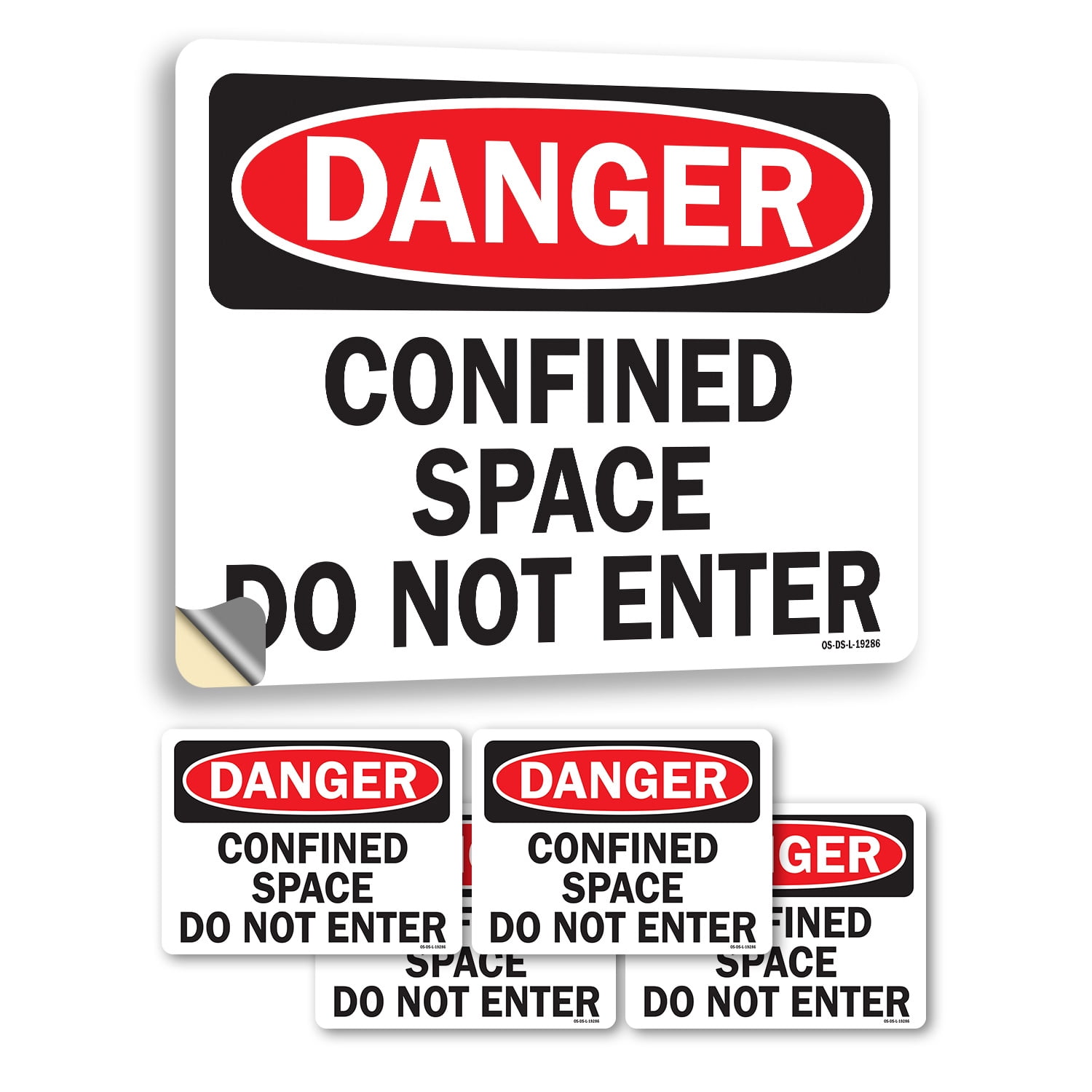 Confined Space Do Not Enter OSHA Danger Vinyl Decal Label 18 Inch x 12 ...