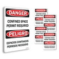 thumbnail image 1 of Confined Space Permit Required Bilingual OSHA Danger Aluminum Sign 18 Inch x 12 Inch - 5 Pack, 1 of 8