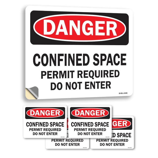 Confined Space Permit Required Do Not Enter OSHA Danger Vinyl Decal ...