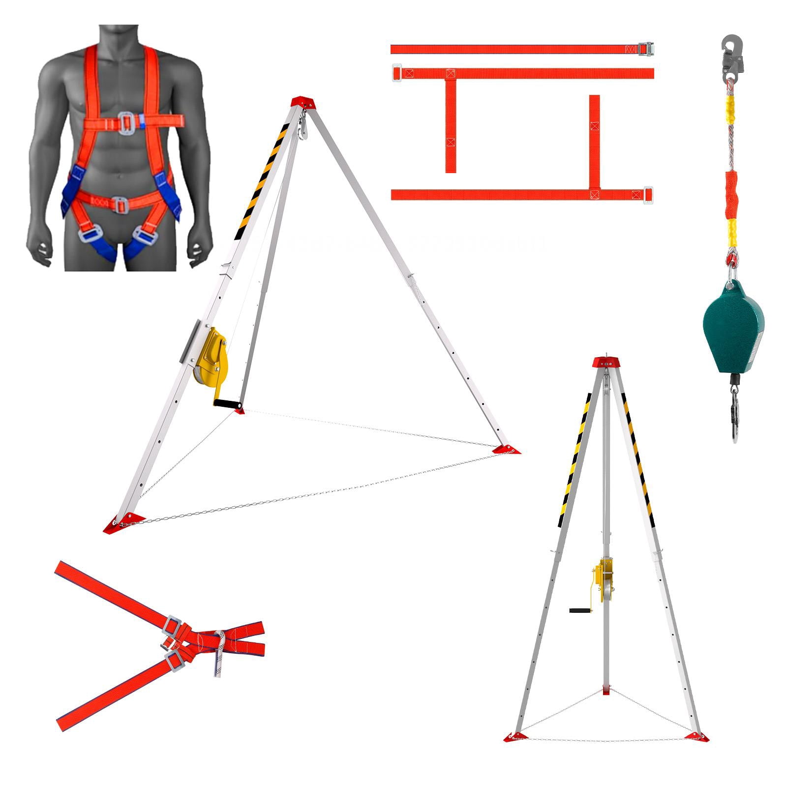 Confined Space Rescue Tripod Kit 2600LBS, Aluminum Alloy Safety Tripod ...