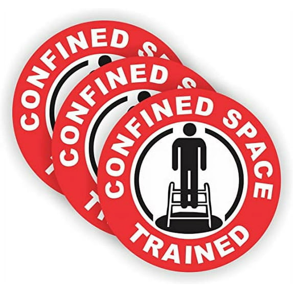 Confined Space Trained Hard Hat Sticker / Helmet Decal Label Lunch Tool Box | Size: 2" Diameter | Set of 3 Stickers!