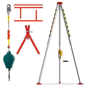 Confined Space Tripod Kit, 1800LBS Winch Aluminum Rescue Tripod w/ 397LBS Lift Capacity, Full-Body Harness & Fall Arrester, Adjustable for Sewer, Well, Tunnel & Pipe Work