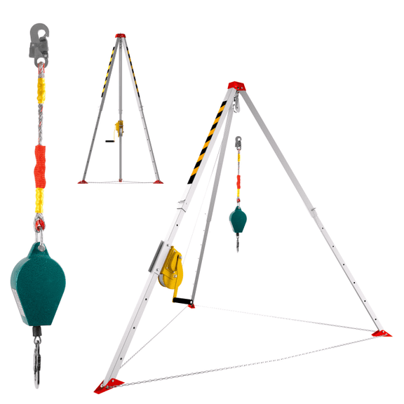 Confined Space Tripod Kit, Auto-Locking Safety, Reinforced Frame, Lightweight Durable, Rescue Tripod System, Sewer, Underground Pipe, Emergency Rescues