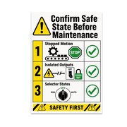 Confirm Safe State Before Maintenance - Factory Safety Decor - 13x19 Poster Print